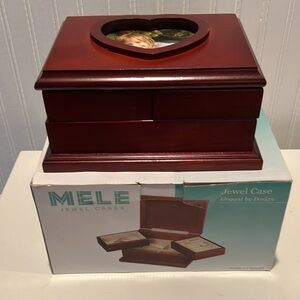 NWT MELE Jewelry Case/Box With Photo Frame Top, 2 Swing Out Compartments